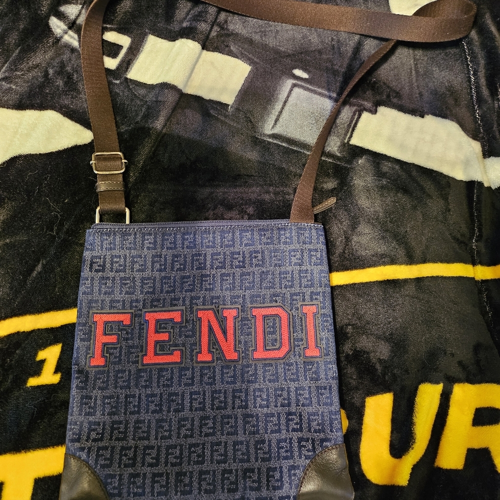 Fendi Red and Denim Messenger Bag
